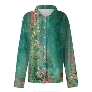 Women's Long Sleeve Tops Dressy Casual Size L Tunic Shirts Loose Chiffon Blouse